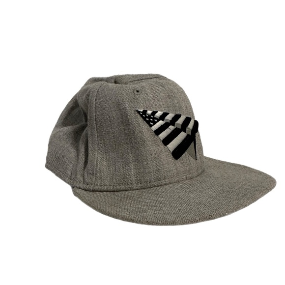Gray Wool Snapback Hat with Black and White Patch - Picture 1 of 6